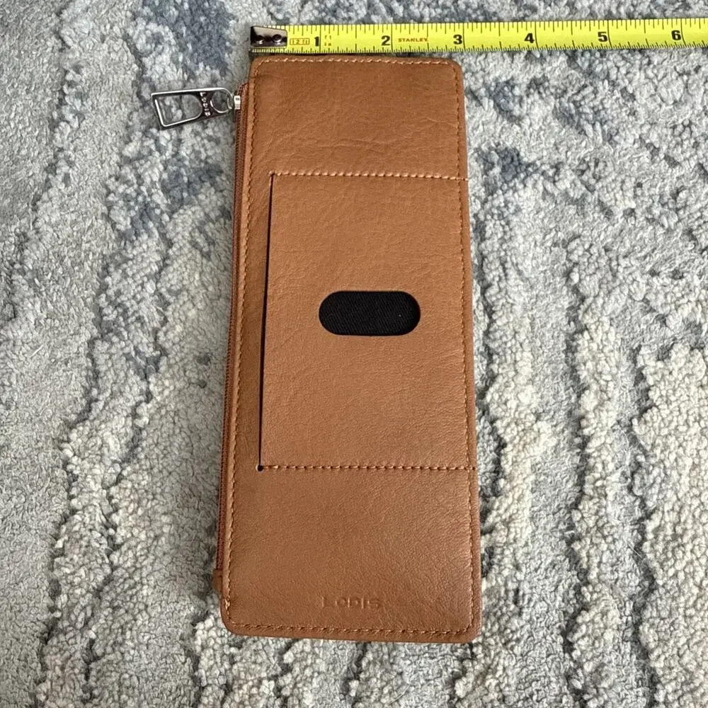 Lodis Julia Long Stacker Card Holder Slim Wallet Chestnut/tan RFID Protection